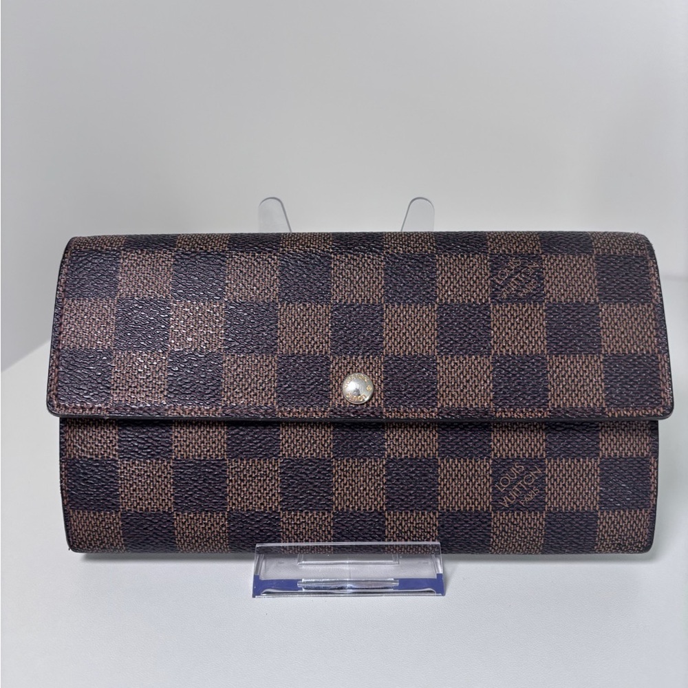 Louis Vuitton Damier Ebene Brown Canvas Sarah Flap Wallet Authentic Luxury - Picture 3 of 16